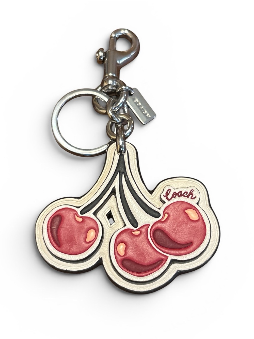 Coach Cherry Keychain Charm - Pink & Cream NWOT